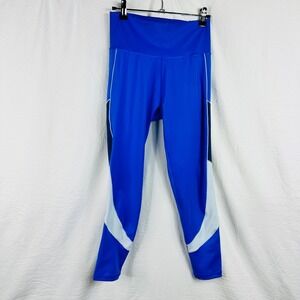 Adidas Crop Leggings Womens Medium M Blue Athletic High Rise Cropped Capri 3600X